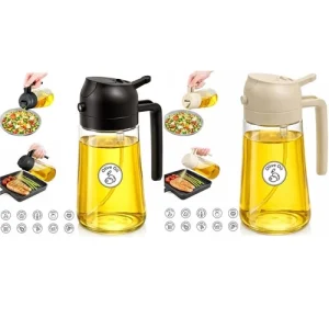 Oil Dispenser and Sprayer Glass Bottle 470ml Spray Bottle for Cooking Air Frying