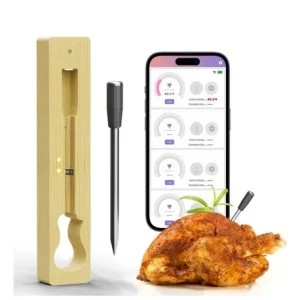Smart Wireless Meat Thermometer for Cooking, Long Range Bluetooth,Silver Probe